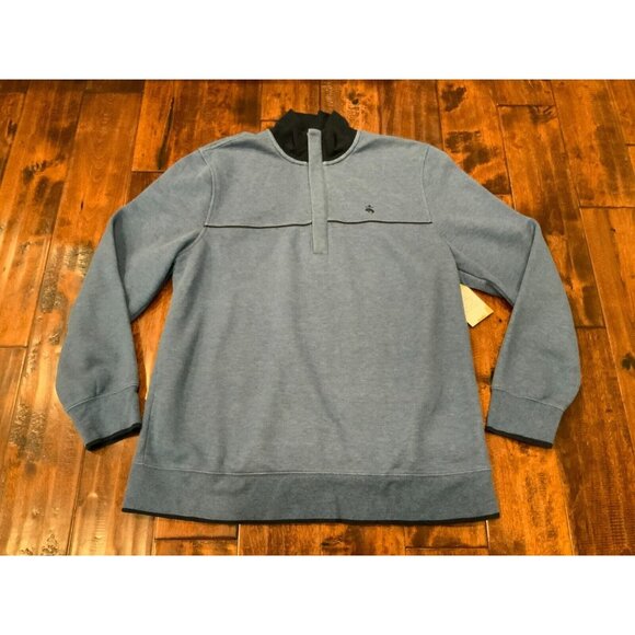 Brooks Brothers Men's Blue 1/4 Zip Pullover W/ Navy Blue Collar, Size XL - Picture 1 of 8